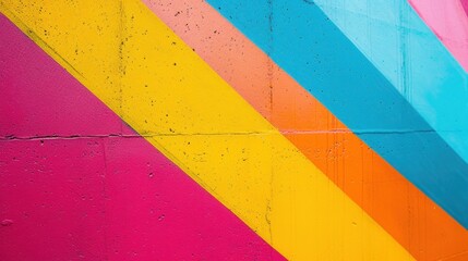 A digital artwork showcases the creative use of color and motion, as diagonal lines in pink, yellow, and blue create an abstract pattern that is both bold and stylish, colorful background - obrazy, fototapety, plakaty