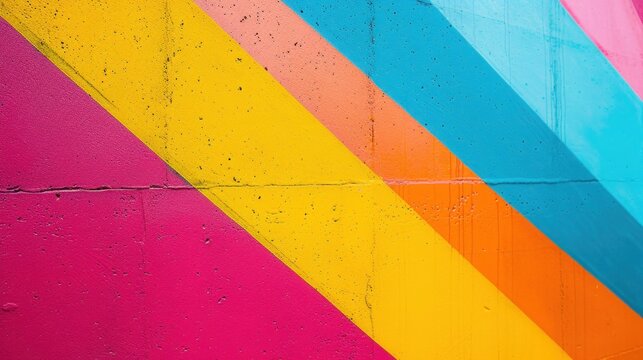 A digital artwork showcases the creative use of color and motion, as diagonal lines in pink, yellow, and blue create an abstract pattern that is both bold and stylish, colorful background