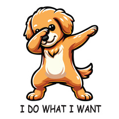 Obraz premium Dabbing Golden Retriever Dog T-shirt Design Illustration Vector