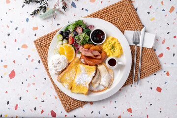 American style, brunch, tomato, omelette, cheese, handmade, sandwich, shrimp burger, New York style, beef dish, pollack, oil, pasta, pollack, cream, pasta, very slow risotto, rosé,