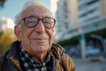 Old Man Wearing Glasses and Jacket