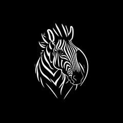 black zebra logo design template, zebra animal silhouette illustration
