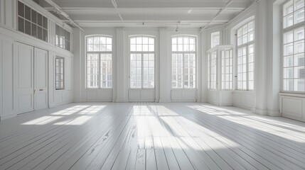 An Empty Room With White Walls and Wooden Floors