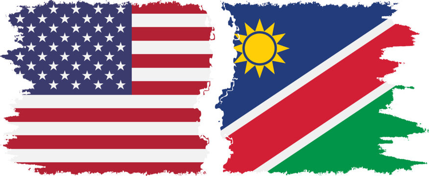 Namibia and USA grunge flags connection vector