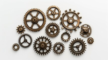 A Bunch of Gears on a White Surface