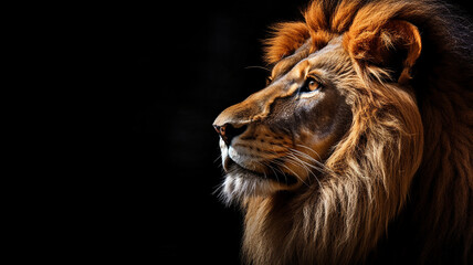 portrait of a male lion, intricate details