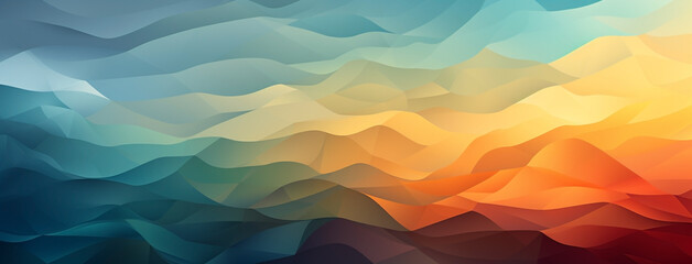 Wide background banner of colorful abstract geometric 3D shapes composition