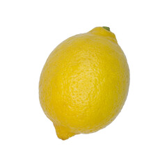 Top view of a one whole lemon isolated on a cutout PNG transparent background