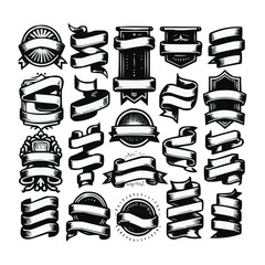 set of black and white icons