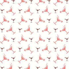 Cocktail pink repeating trendy pattern beautiful vector illustration background