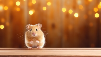Cute hamster on garland background