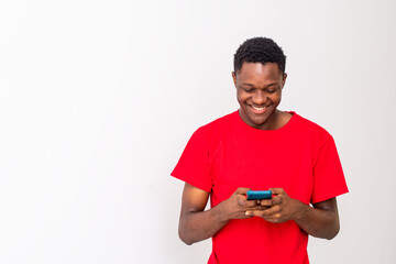 young black man using his smartphone