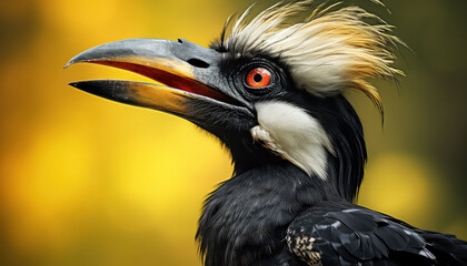 Hornbill with huge beak bird