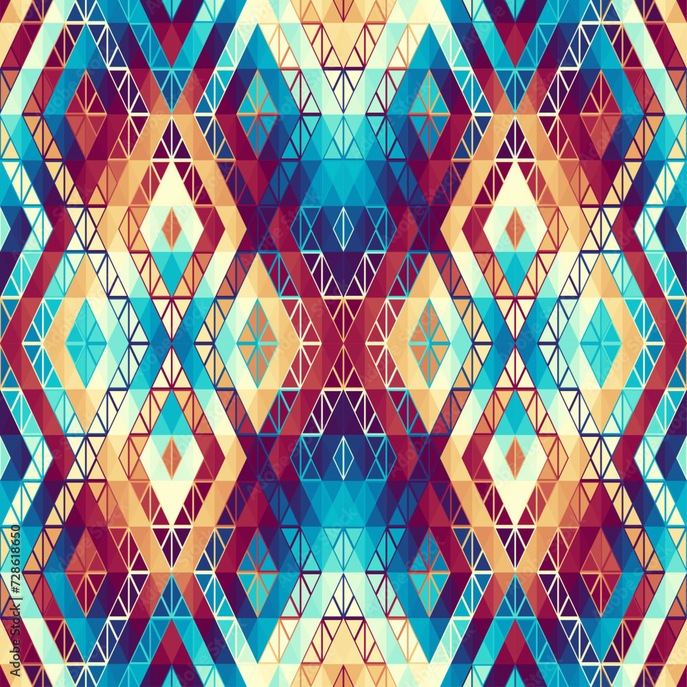 Poster Geometric abstract triangles pattern. Seamless vector pattern