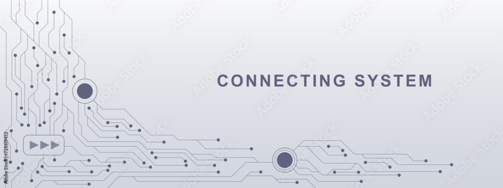 Poster connecting system with electronic circuit board texture. digital communication, engineering and moth