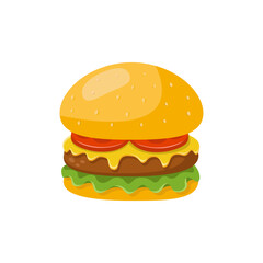 Street food menu item with hamburger on white background. Realistic vector detailed illustration.