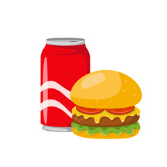 Burger and soda Combo Street Food Menu Item Vector Detailed Illustration on white background