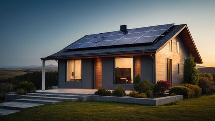 House with a solar panel on the roof