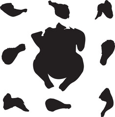 Obraz premium Grill and Fried Chicken silhouette vector art.