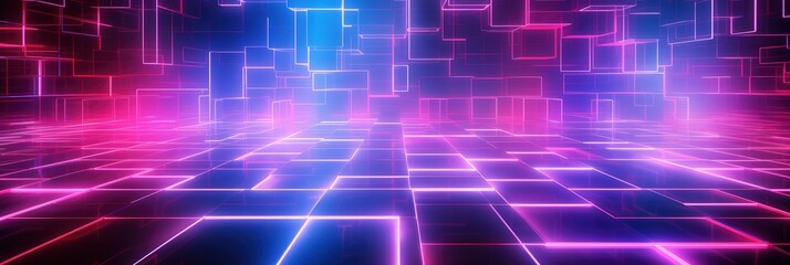 A Futuristic Neon Grid Pattern With Bright, Background Image, Background For Banner, HD