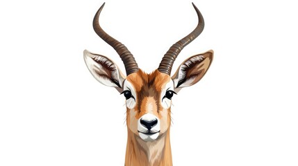 face of antelope on white background