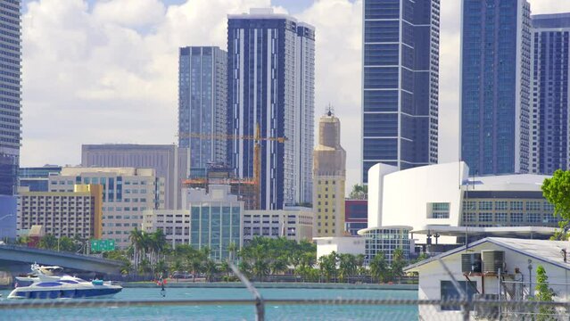 View of Downtown Miami HDR 4k blurred logos 2024