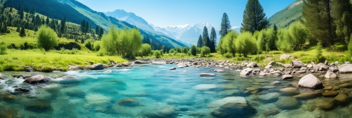 A Peaceful Mountain Stream Fishing Gradient, Background Image, Background For Banner, HD