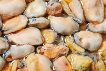 Packed, Cold Mussels Meat, Iced Seafood, Cooked Shellfish, texture