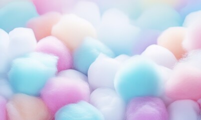 Blurred Pastel Cotton Balls in Soft Hues - obrazy, fototapety, plakaty