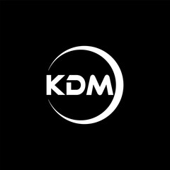 KDM letter logo design with black background in illustrator, cube logo, vector logo, modern alphabet font overlap style. calligraphy designs for logo, Poster, Invitation, etc.