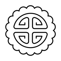 Chinese mooncake icon with thin line style