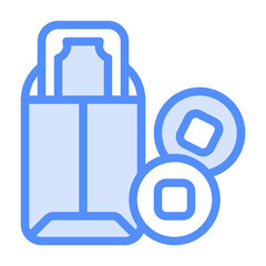 Chinese money icon with lineal color style