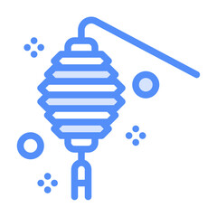 Chinese lamp icon with lineal color style