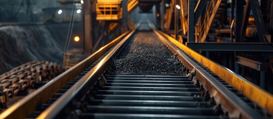 Obraz premium Conveyor transporting materials in industrial mining