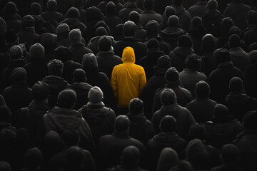 Obraz premium Stand Out: One in the Crowd in Vibrant Yellow
