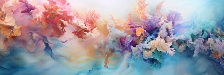 Fototapeta na wymiar A Tranquil Abstract Underwater Coral Reef, Background Image, Background For Banner, HD