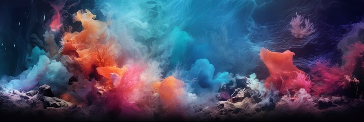 Obraz na płótnie Canvas A Tranquil Abstract Underwater Coral Reef, Background Image, Background For Banner, HD