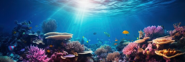 Fototapeta na wymiar A Tranquil Abstract Underwater Coral Scene, Background Image, Background For Banner, HD