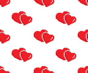  pixel heart Seamless Pattern vector love background  pixel art for 8 bit game