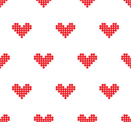 pixel heart Seamless Pattern vector love background  pixel art for 8 bit game