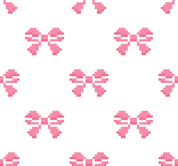  pixel ribbon bows Seamless Pattern vector bow background  pixel art for 8 bit game