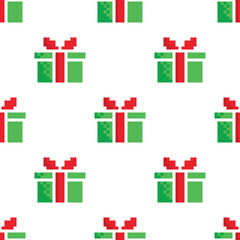  pixel gift box Seamless Pattern vector gift present background  pixel art for 8 bit game