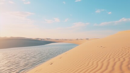 desert with water and dunes