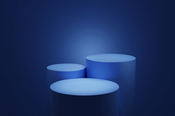 Blue podium and minimal abstract background for show product, Stage for show product,product presentation, 3d rendering