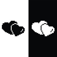 pixel heart  icon.  Vector pixel art black heart 8 bit logo for game