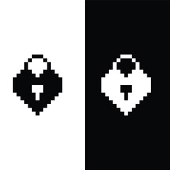  pixel heart lock icon vector  pixel art for 8 bit game