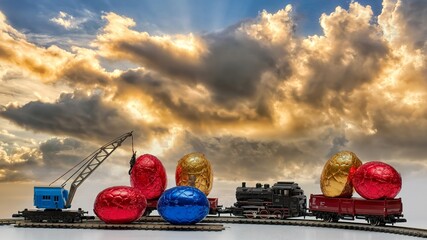 easter train brings easter candy eggs