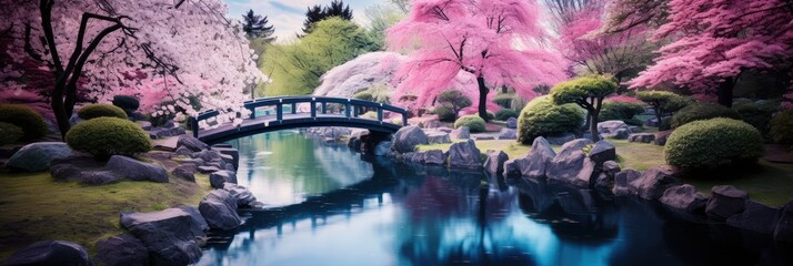 A Tranquil Japanese Garden In Spring, Background Image, Background For Banner, HD