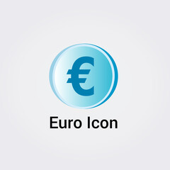 Icône Euro Logo Illustration Devise Europe Couleur Bleu dans Cercle Rond Vecteur
