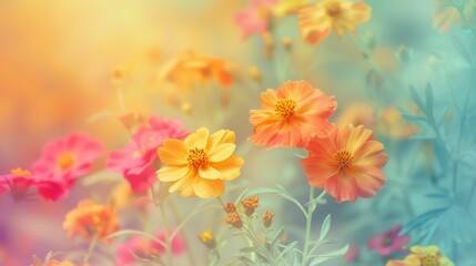 yellow and pink flowers with blur background